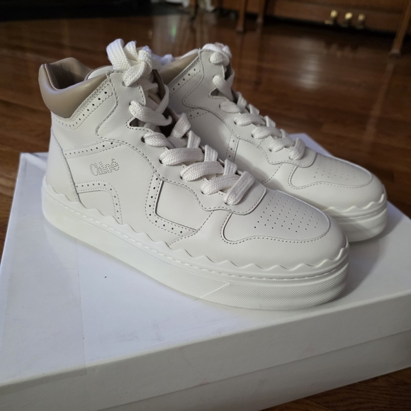 Chloe Women's Cream High-Top Sneakers